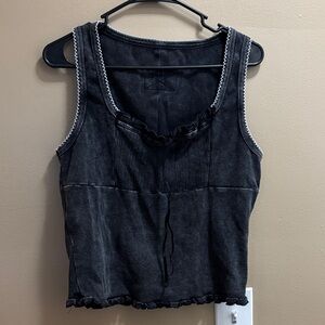 SHEIN Black Tank Top with White Trim